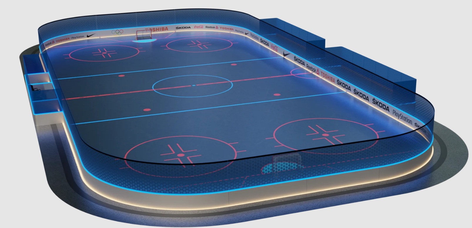 Full view of the futuristic VHL ice rink